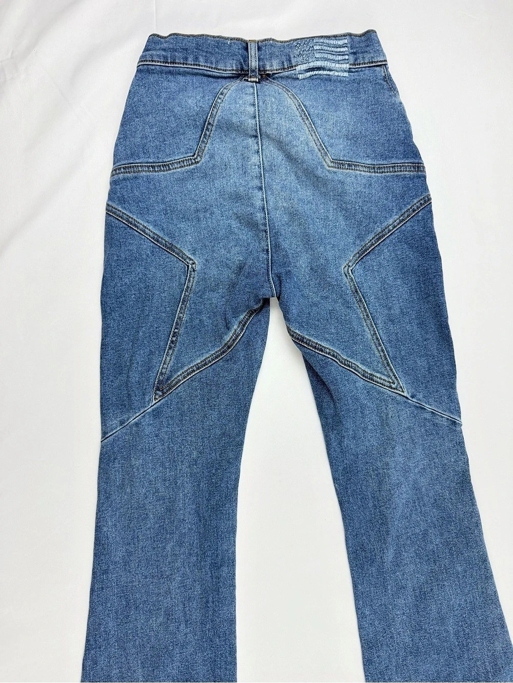 REVICE Denim Star Flare Jeans 27 High Rise Y2K Western Pintuck Bell Bottom